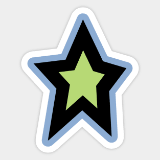 Green Star Thick Black Line Sticker